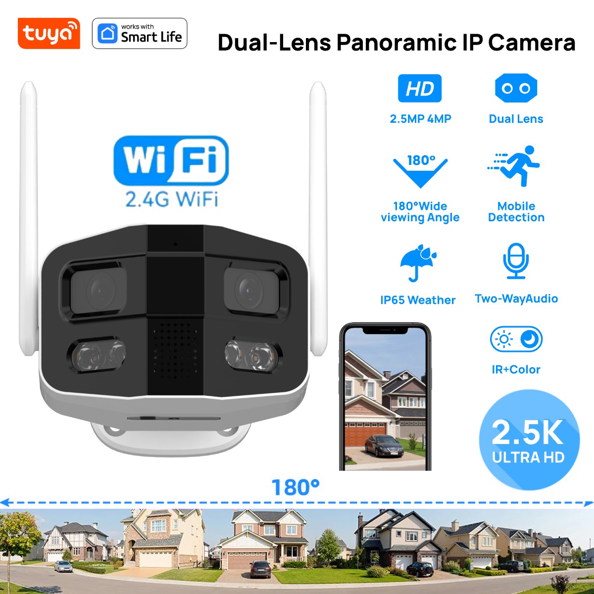 Smart Home Camera Ezviz - Tuya Smart 4MP 2.5K 듀얼 렌즈