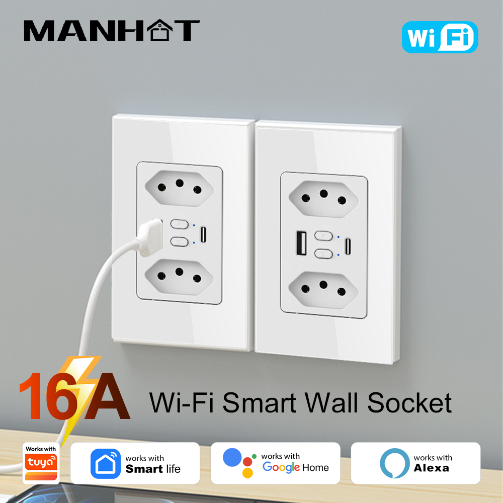 Smart Home Sistem - MANHOT Wifi 스마트 브라질 소켓 스위치(USB