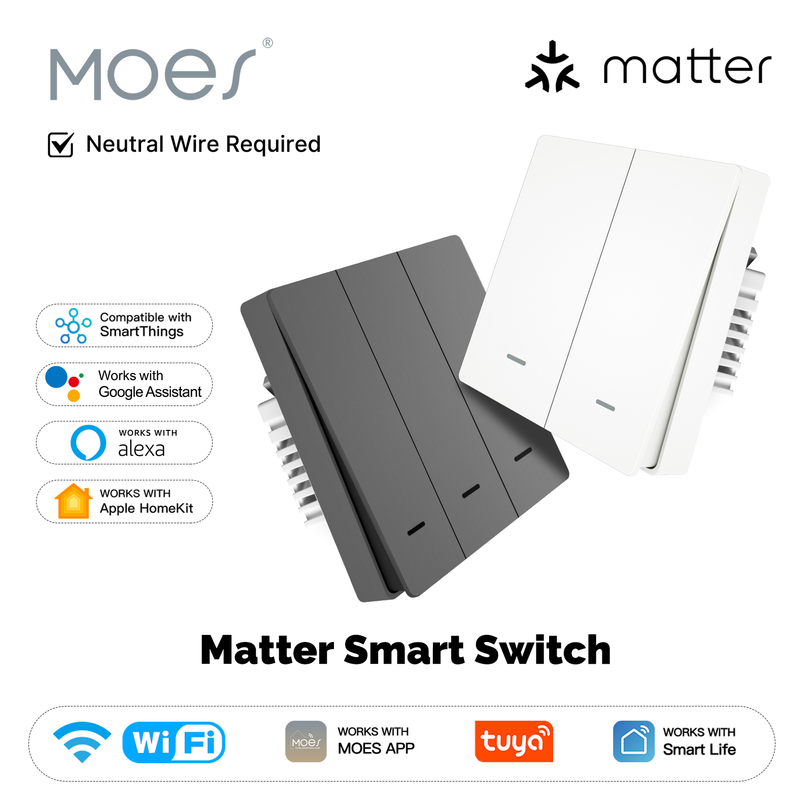 Smart Home Lighting Control - MOES Matter Tuya WiFi 스마트 라이트