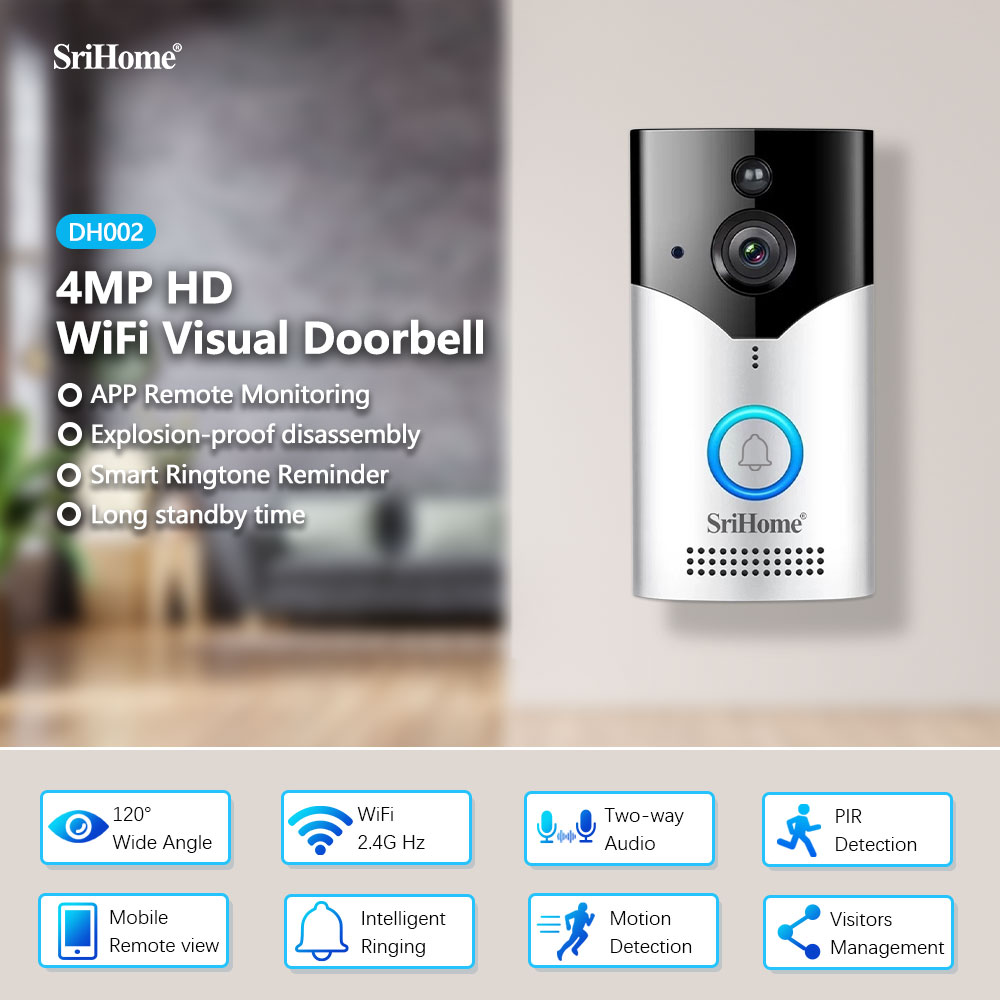 Srihome DH002 4MP 1440P 저전력 WI - Video Doorbell 리뷰 및 가격