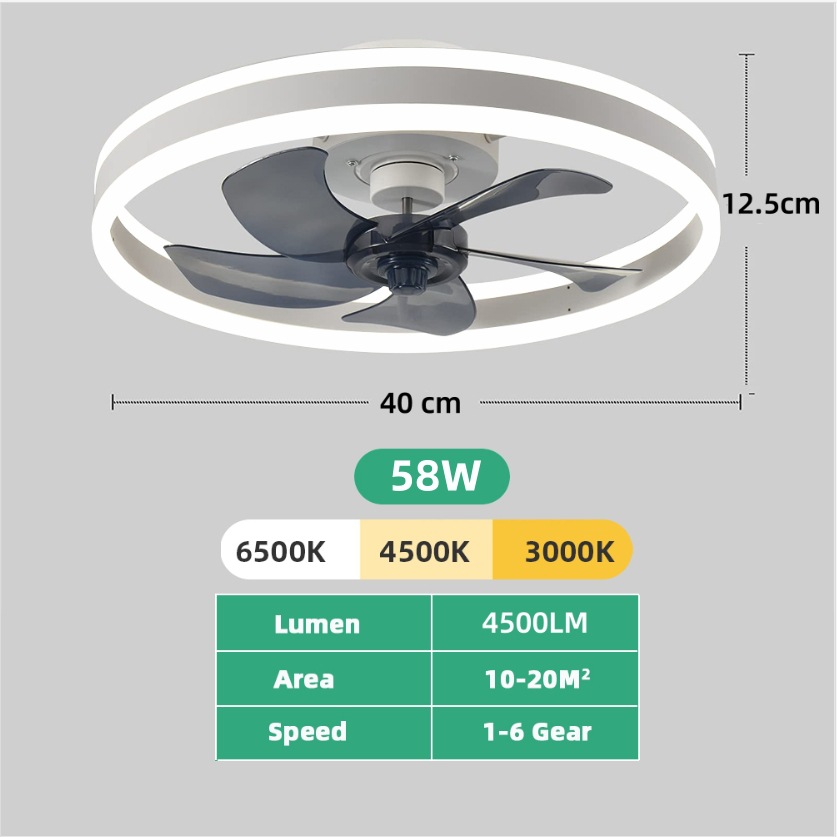 스마트 천장 선풍기 (조명 및 리모컨 포함) 6단 속도 - Smart Home Ventilation System 리뷰 및 가격