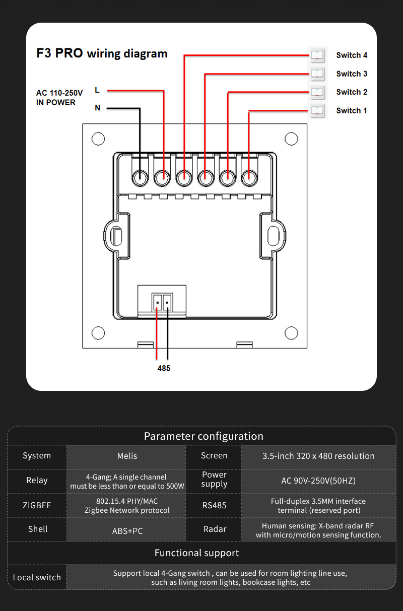 F3 Pro 3.5인치 IPS 터치 패널 스마트 스위치 - Smart Home Features 리뷰 및 가격