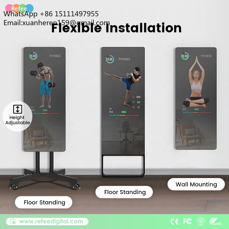 터치스크린 개인 트레이너 미러 플로어 스탠딩 LCD 디 - Smart Home Gym Mirror 리뷰 및 가격